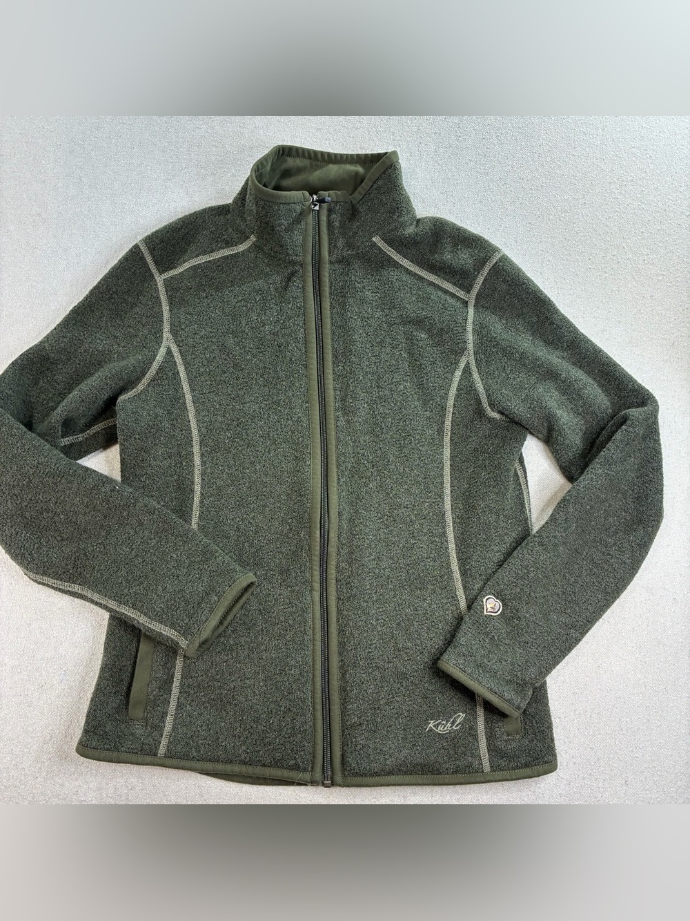 Kuhl Women’s Small Alfpaca Fleece Full Zip Jacket Green Outdoor Hiking - Picture 2 of 8